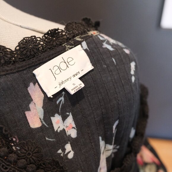 JADE by Johnny Was Pintuck crochet trim floral swing dress - Picture 6 of 7